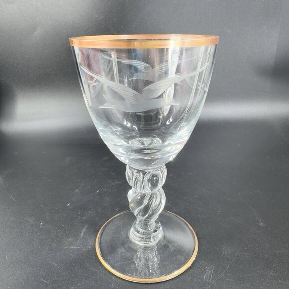 Lyngby Glassworks Lyngby Seagull Porter Glass Etched Birds Cups Glasses Set2 VTG - Picture 11 of 14